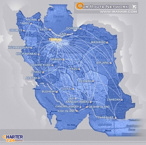 مسیرهای پروازهای داخلی ایران ایر
